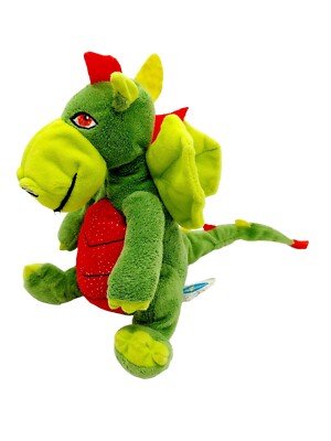 Teddy Mountain Dragon Plush Green Red Belly Wings Stuffed Animal 9''