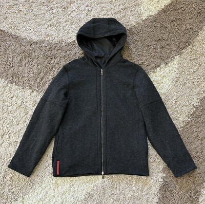 ジャケット・アウター 90s PRADA wool zip up hoodie dark gray Prada Virgin wool hoodie Grey - Men | VIETTI Online Store