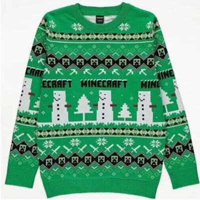 BNWT BOYS MINECRAFT CHRISTMAS KNITTED JUMPER SWEATER PULLOVER AGE