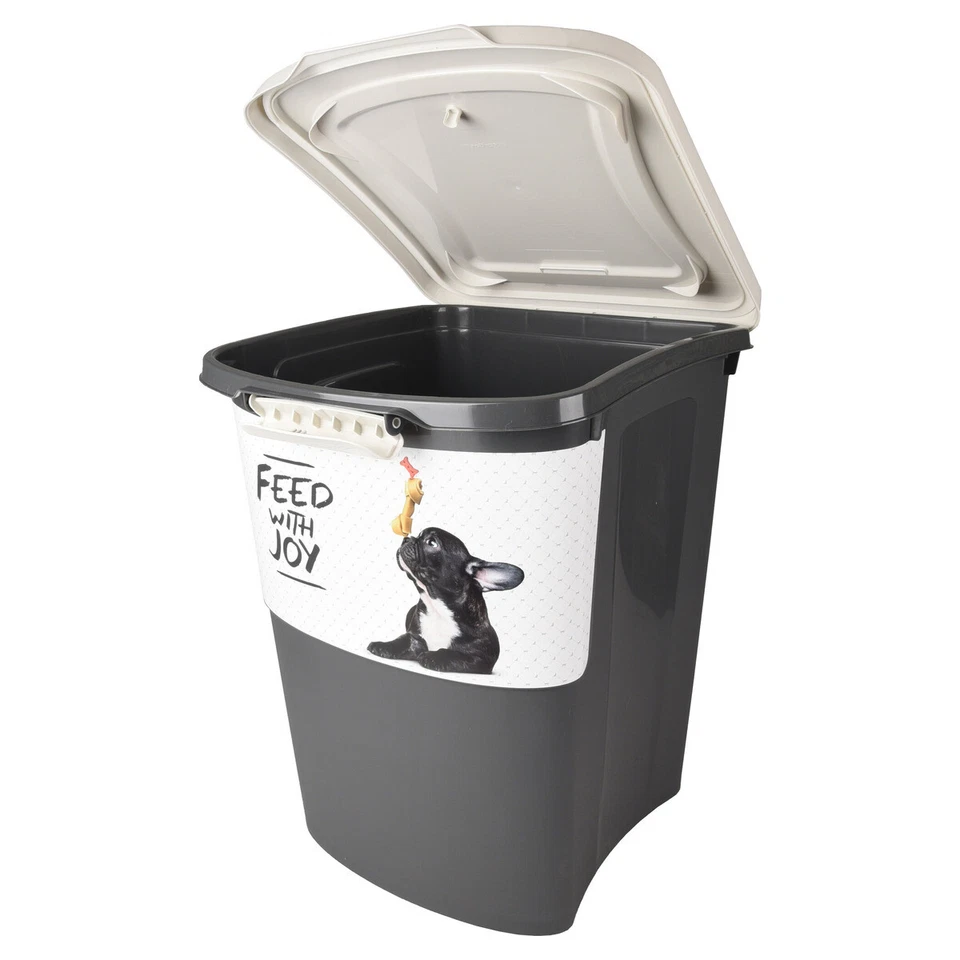 Flamingo Futtertonne Pria grau/hellgrau - Hunde Futterspeicher mit Räder - Bild 2 von 3