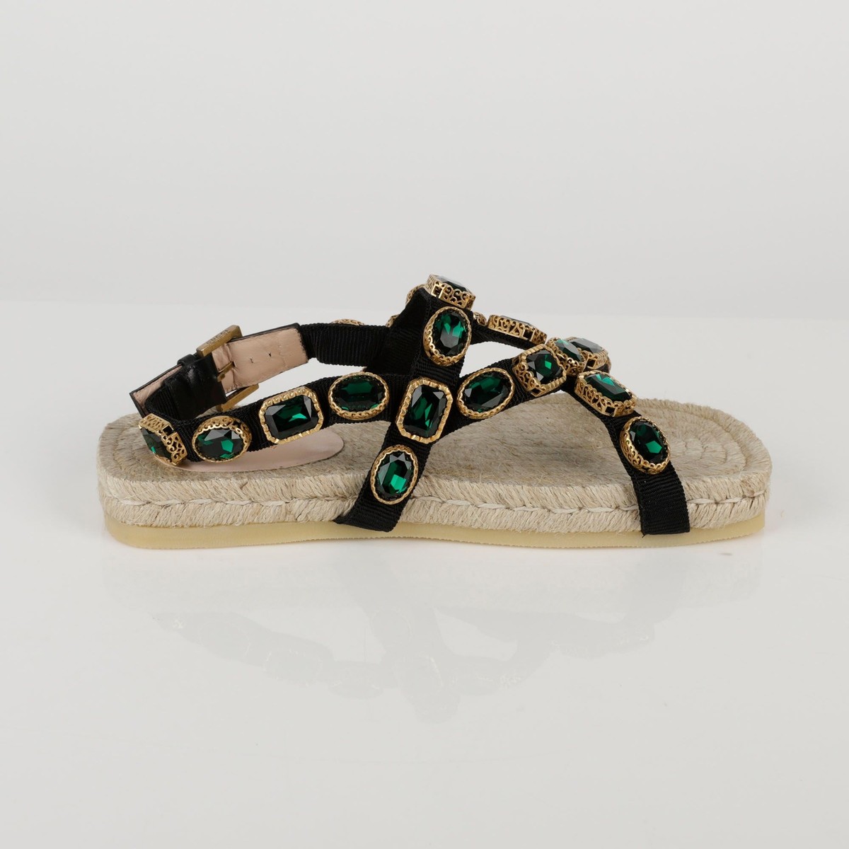 Gucci Black Grosgrain Crystal Espadrille Sandals 35 44335248 Gucci Black Grosgrain Crystal Espadrille Sandals 35 44335248