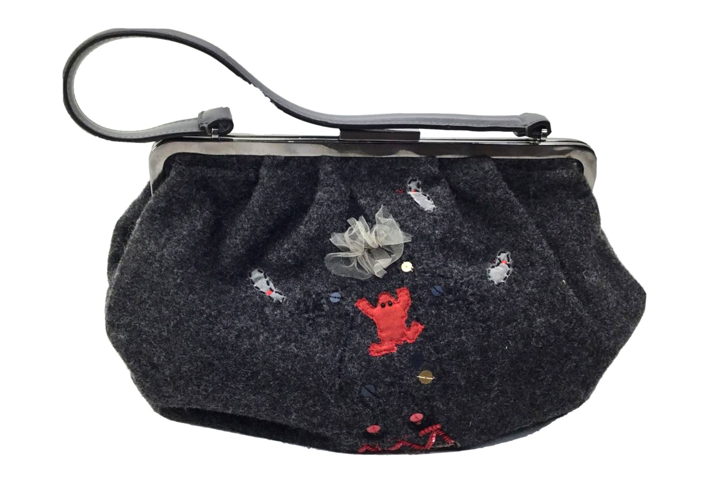 Красная V женская ручная сумка с художественным оформлением кошелек серого цвета 104490₽