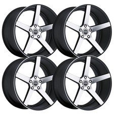 Set-4 Strada Perfetto 17x7.5 4x1004x114.3 35mm Black Machined Wheels Rims