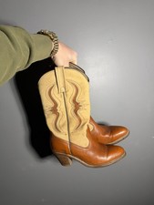 Vintage 1970s Frye Longhorn Inlay Leather Cowgirl Boots Deadstock Women s 8