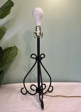 Vintage Rustic Black Wrought Iron Scroll Table Lamp Base 18 in Farmhouse Works
