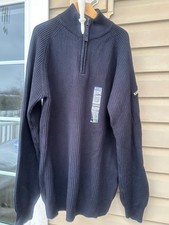 NWT Nautica Jeans Co Men's Large 100 cotton Black Sweater. 1/4 Zip Long Sleeve