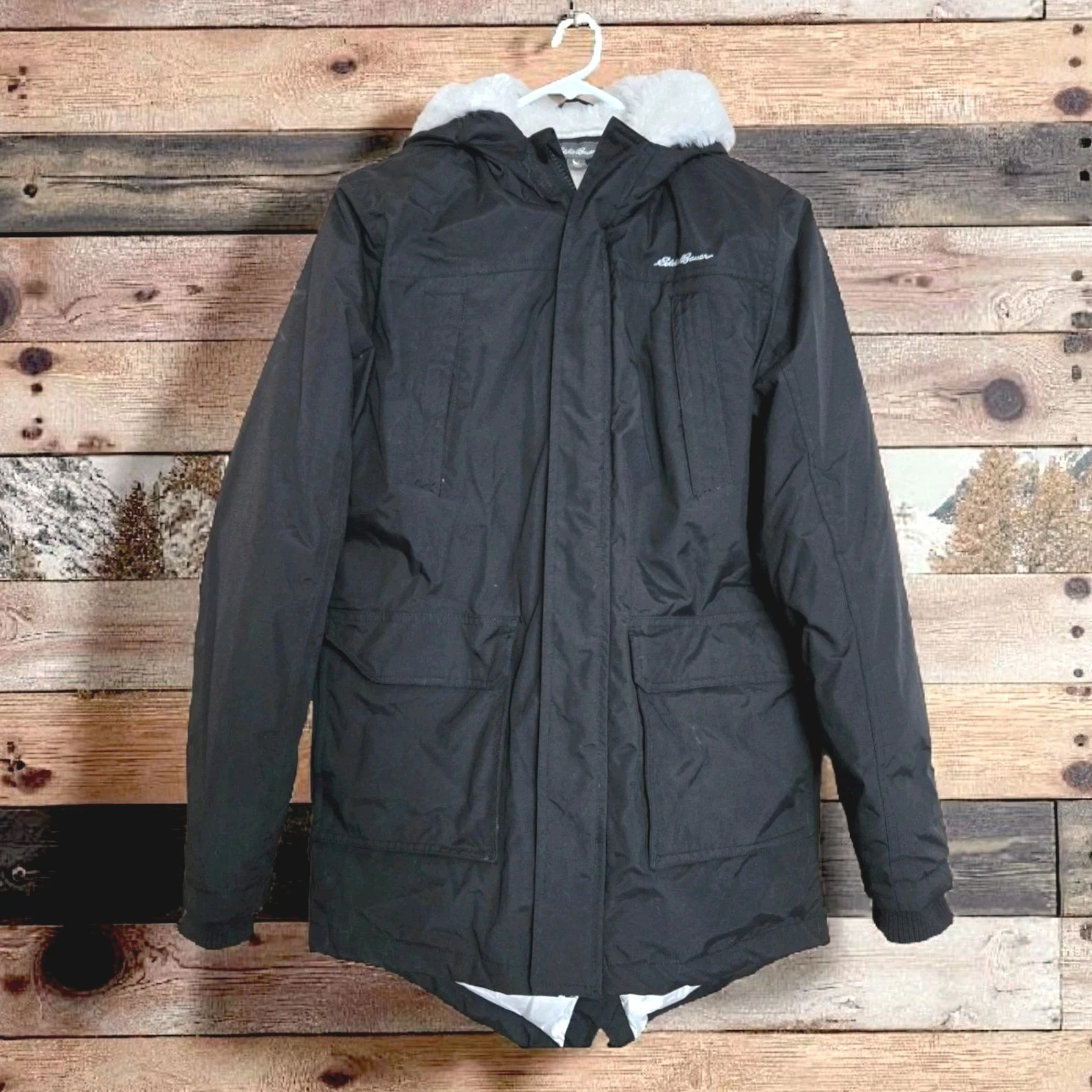 Eddie Bauer Black Down Fill Hooded Jacket Outdoor Youth Coat Fleece Lined / L
Opens in a new window