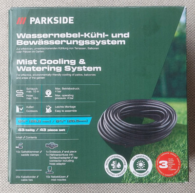 Parkside Wassernebel Kühl- und Bewässerungssystem 10 meter max. 4 bar