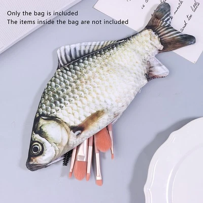 Pencil Bag Crucian Carp Pen Bag Realistic Fish Shape Make-up Pouch Pen Case - Bild 1 von 4