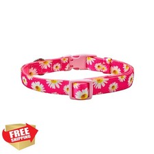 Olahibi Neoprene Padded Dog Collar Large Hot Pink Daisy Floral