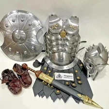 Medieval Gladiator Half Armor Breastplate With Helmet Shield Costume X-mas