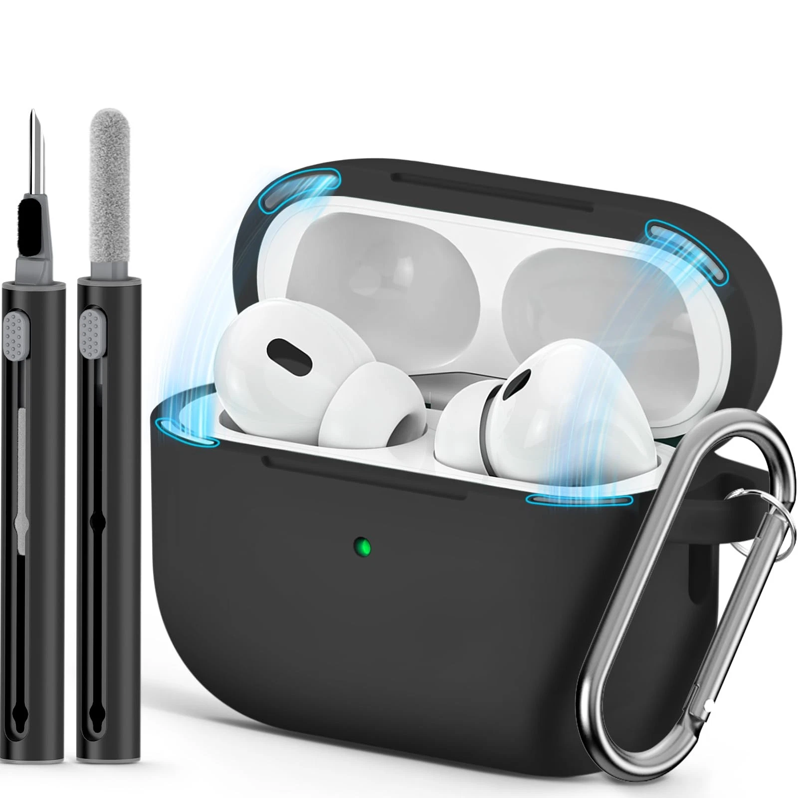 Ljusmicker for AirPod Pro Case Cover with Cleaner Kit,Soft C-Magnetic Black