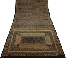 Sushila Vintage Indian Saree 100 Pure Crepe Silk Printed Floral Soft Fabric