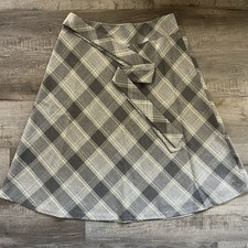 Pendleton Skirt Womens 14 Gray Yellow White Vintage 100 Virgin Wool USA Plaid