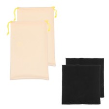 Ski Goggle Bag, Microfiber Bag with Cleaning Cloth 2 Pcs Light Yellow