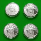 Lot of 4 Liberty 1 Troy Ounce .999 Fine Silver Rounds in Protective Capsules