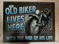 Old Biker Motorcycle Decorative Metal Sign