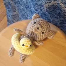 Handmade Crochet Bear and Duck Stuffed Animals Plush Toy Small Size