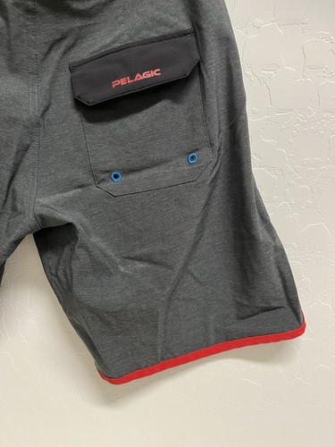 Pelagic The Wedge Limited Fishing Surfing Board Shorts Men Size 32 Gray Red Blue - Picture 10 of 12