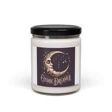 Cosmic Dreamer Scented Soy Candle  9oz Moon and Stars  Aromatherapy Jar