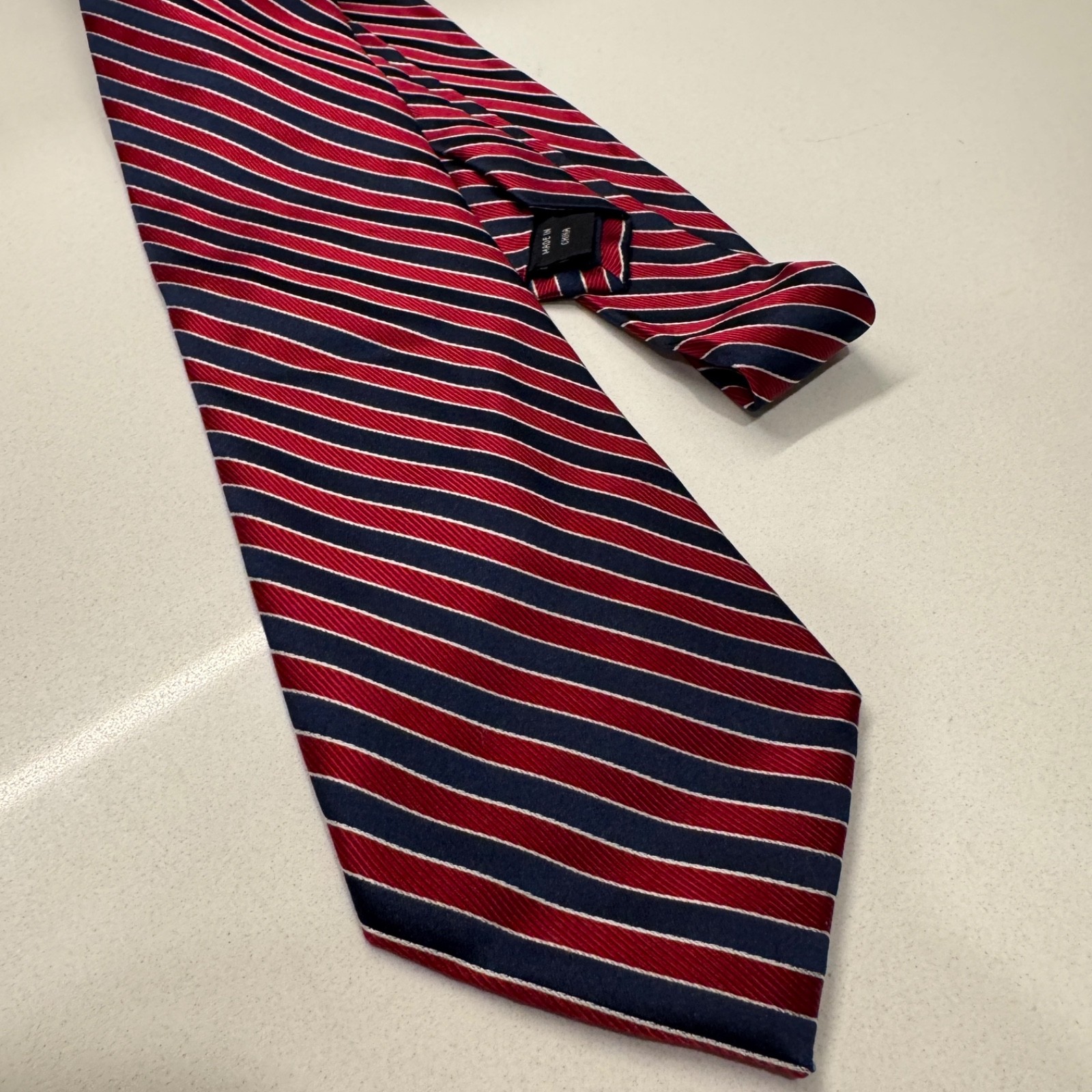 NAUTICA Tie Repp Red Blue Stripe NECKTIE Casual Adult Satin Adult Preppy