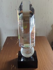 Crystal Globe Earth On Podium 9" Inch Tall Crystal