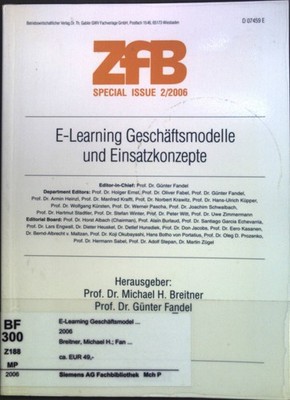E-Learning Geschäftsmodelle und Einsatzkonzepte. Zeitschrift für Betriebswirtsch