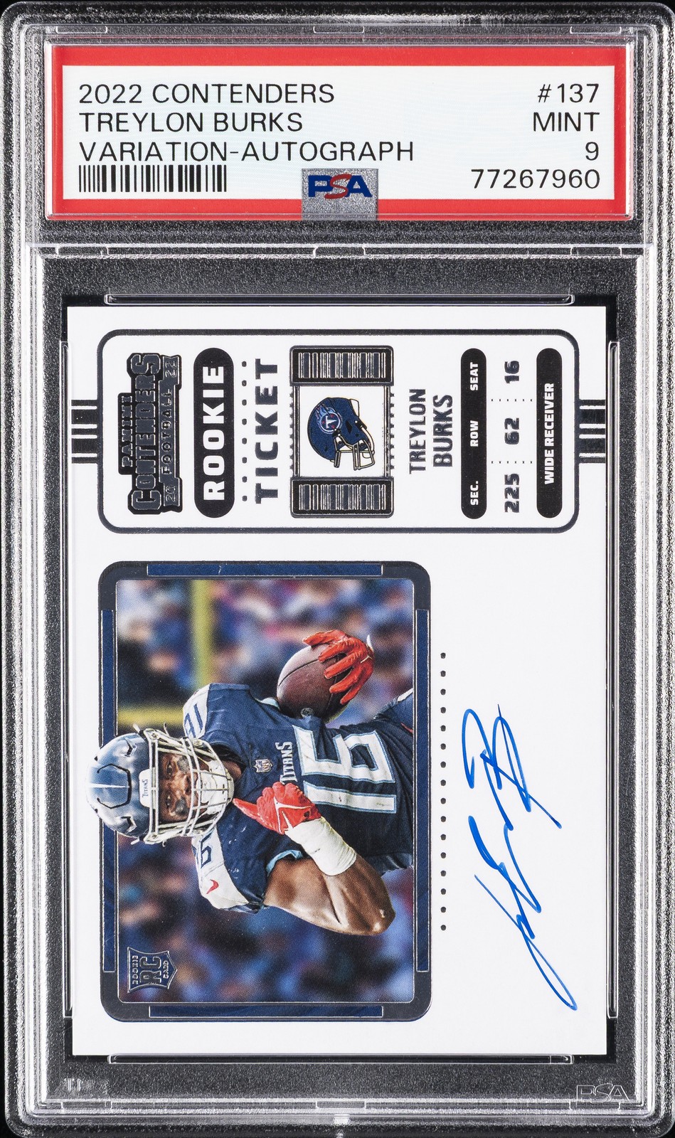 2022 CONTENDERS VAR-AUTO #137 TREYLON BURKS PSA 9