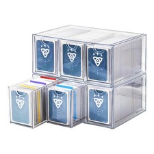 6 Drawer Trading Card Storage Box, 2200 Cards Organizer with Divider, Clear Sta