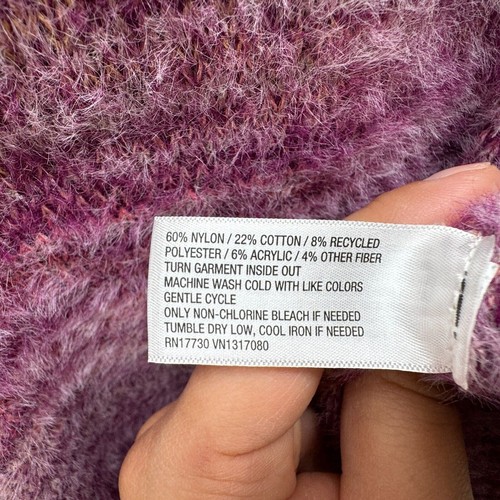 Fuzzy Striped Pullover Womens Sweater Purple Size XS Cozy Soft Textured - Picture 4 of 5
