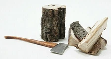 Dollhouse Miniature Axe, Stump, and Logs by Sir Thomas Thumb