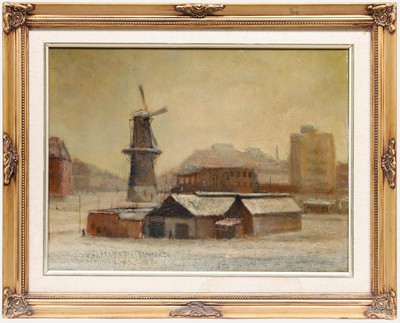 Kontinentale Schule, Frühes 20. Jahrhundert, Öl - The Windmill In Winter.