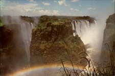 Victoria Falls Zimbabwe Cataract Island rainbow vintage postcard a238