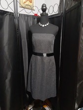 Ann Taylor Dress Strapless Black Gray Tweed Size 0 Party Evening Out Dancing