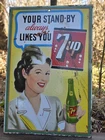VINTAGE 7UP PORCELAIN ADVERTISING PORCELAIN SIGN 12" X 8" COKE, PEPSI