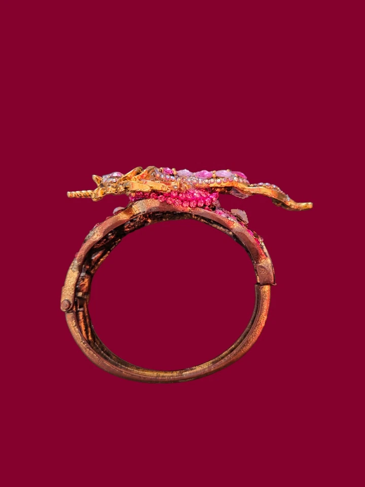 Brazalete a Presión Reciclado Caliente Rosa Unicornio Tono Dorado Foto 2 de 2