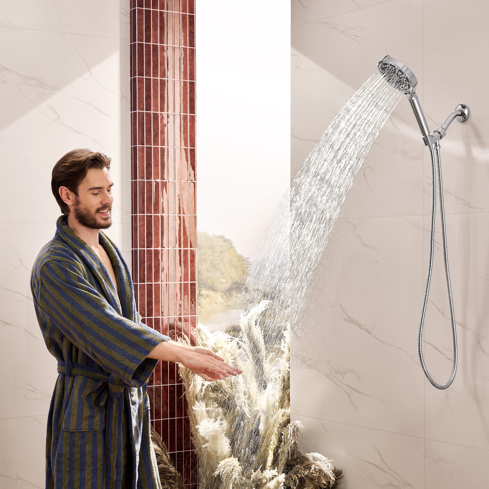 6 Spray Settings High Pressure shower Head with Filter, Handheld ...