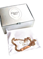 Christian Dior Bracelet Gold Plated Pink Enamel Vintage Boxed + Dust Bag *Read*