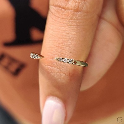 Lab Grown Diamond Open Gap Ring 0.11 CTW 6 Round Stones 10K/14K Yellow Gold