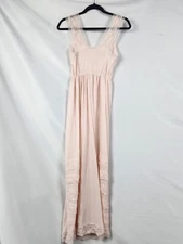 Vtg Pwer Model 50s Full Slip Dress pink Nylon Sz 32 Ruffle lace Bottom tulle