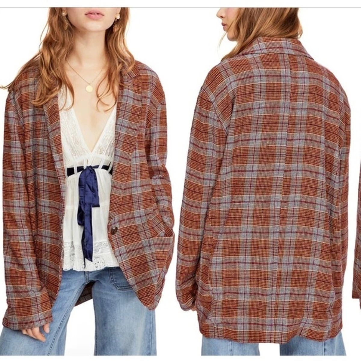 Free People Simply Plaid Blazer