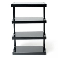 Norstone ESSE Hi-Fi AV Rack Stand Black 4 Glass Shelves Audio TV Furniture