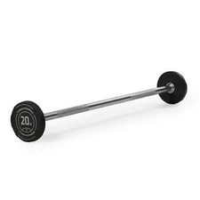 Titan Fitness 20 LB Rubber Straight Fixed Barbell, Pre-Loaded Weight Bar