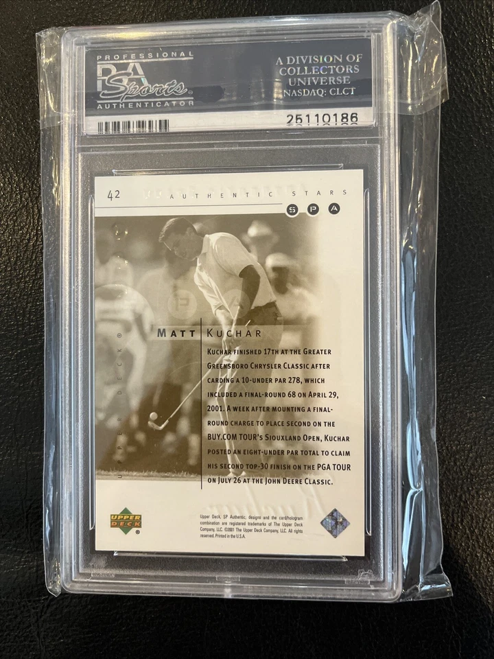 2001 SP AUTÉNTICO VISTA PREVIA ESTRELLAS ORO #42 Matt Kuchar novato/250 PSA 10 Foto 2 de 2