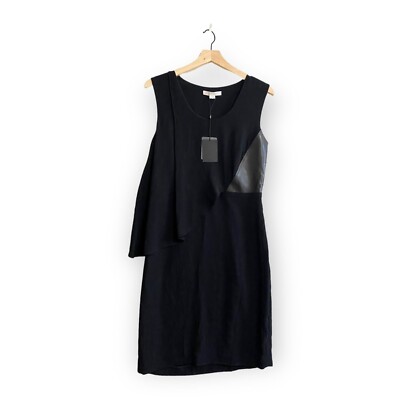 Alexander Wang Black Sheath Dress with Leather Inset, Size 10, NWT