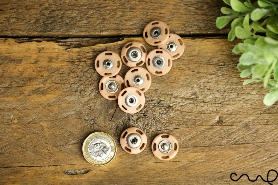5 Pairs Light Brown Snap Metal Fastener Popper Studs Plastic Sewing Round 18mm - Image 4 of 4