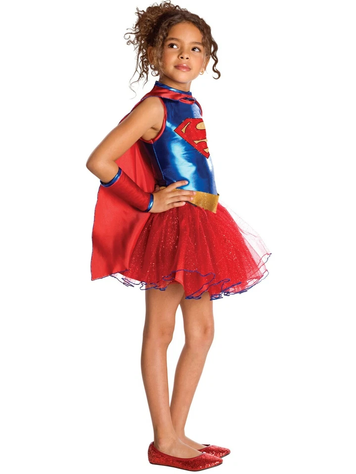 Supergirl DC Girls Halloween Costume Tutu Dress Cape Size M 8-10 NWT Rubie's - Image 2 of 3