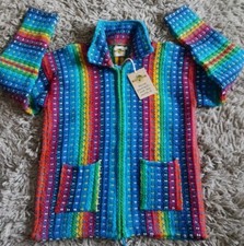 Nwt Beautiful Rainbow Earth Ragz Hand Knitted 70's 80's Reggae Look Shacket Sz L
