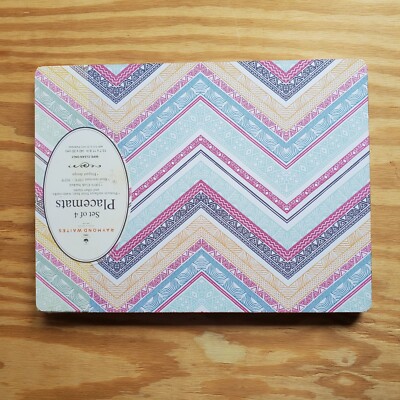 Cork Placemats Raymond Waites 4 Premium Hardboard  Carribean Chevron  New  F
