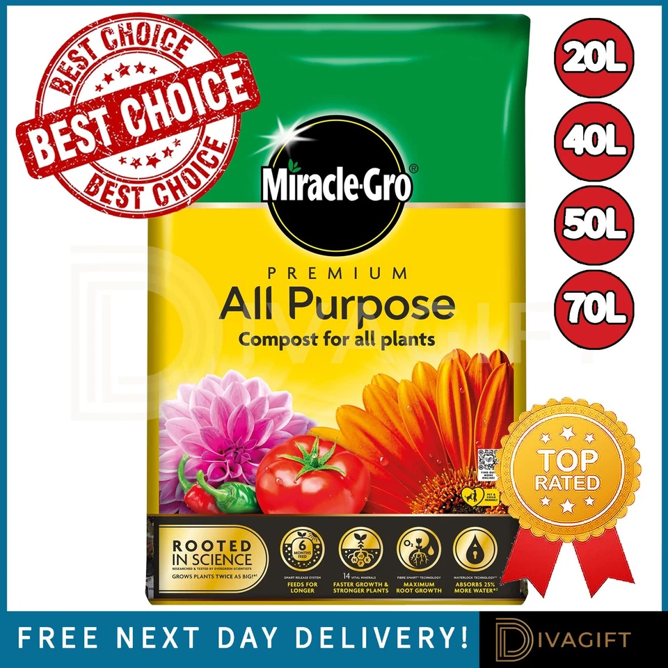 ALL PURPOSE COMPOST ENRICHED PREMIUM SOIL POTTED GARDEN FLOWER PLANT MIRACLE GRO